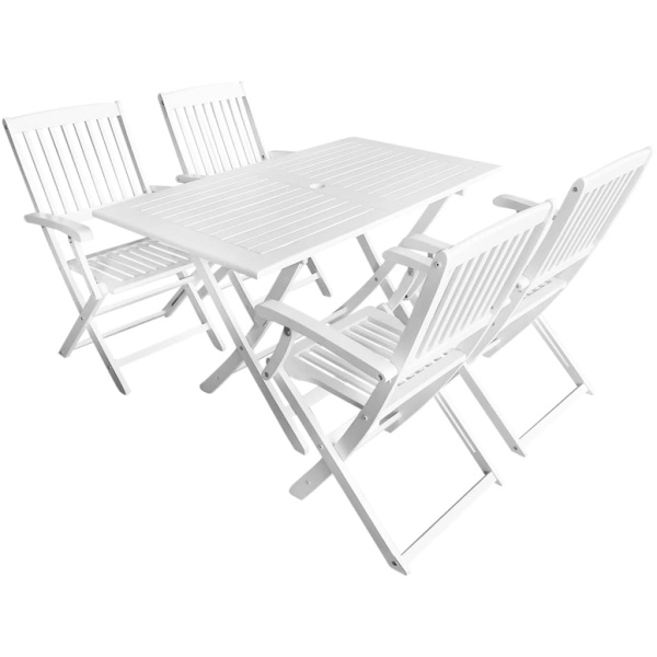 Set Mobilier De Exterior 5 Piese Alb Lemn Masiv De Salcâm 44043